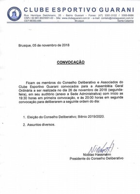 Convocação para Assembléia Geral Ordinária