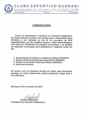 Convocação para Assembléia Geral Ordinária