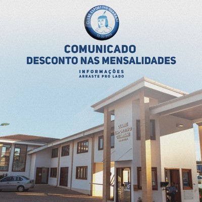 Comunicado desconto nas mensalidades