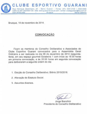 Convocação para Assembléia Geral Ordinária